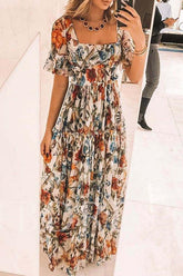 Maxikleid mit Blumenmuster und kurzem Arm